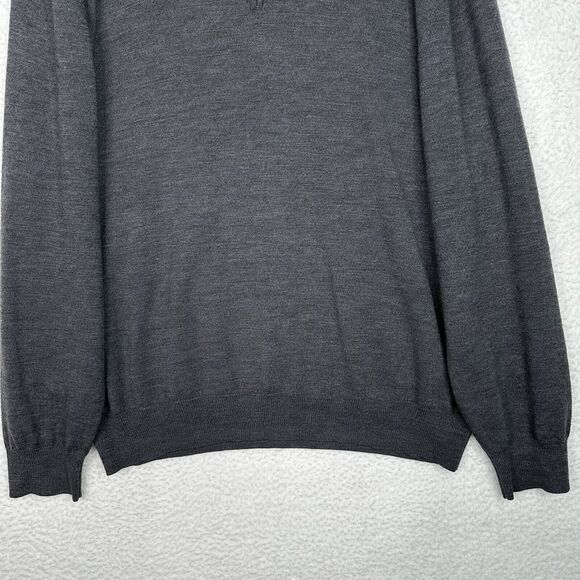 Jos A Bank Men’s XXL Sweater 100% Merino Wool Gray 1/4 Zip Suede Elbow Patch - Picture 3 of 12